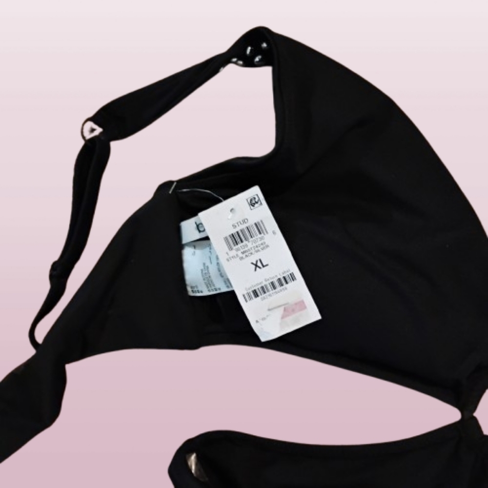 Bar III $94  Tell Me About It One‎ Piece Black Studded Cut-Out Swimsuit XL NWT 5 - Picture 4 of 4